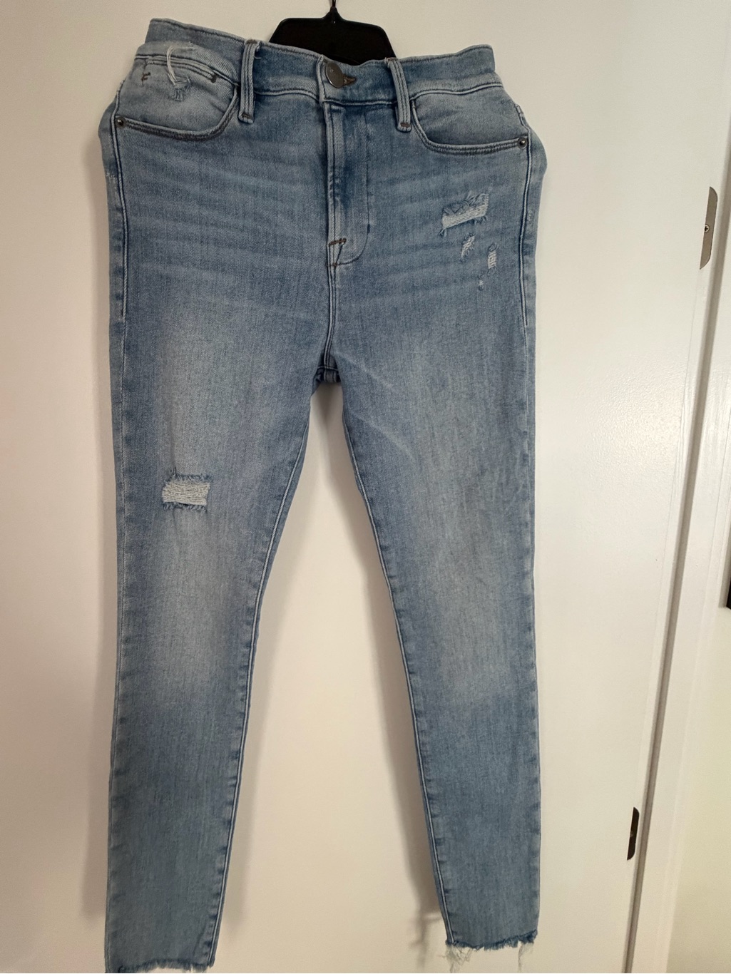 Frame Denim Light Wash High-Rise Distressed Jeans